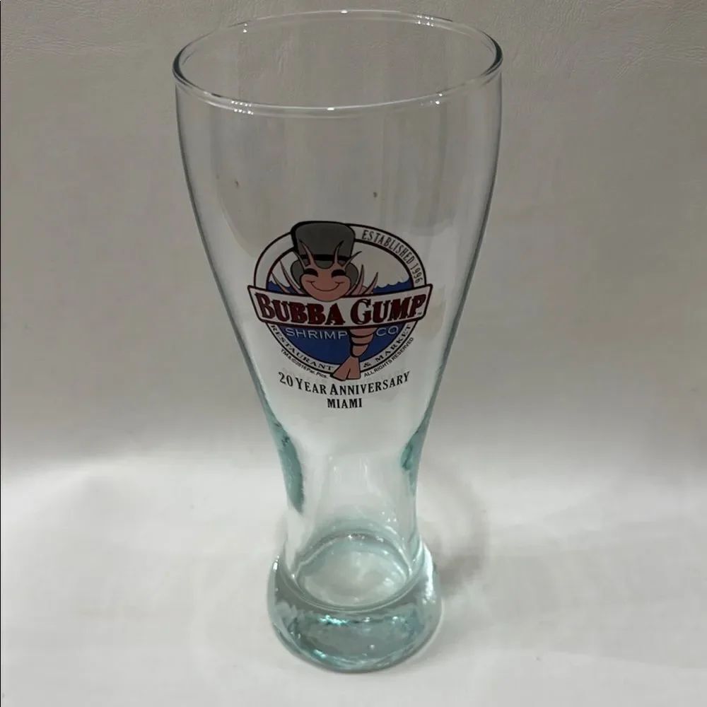 Bubba Gump Shrimp Co. Clear Glass Bar Accessory 20 Year Anniversary Miami 20 Oz